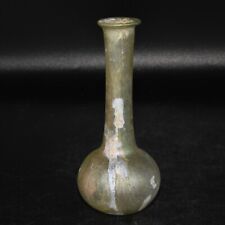 Genuine Intact Ancient Roman Glass Flask Bottle with Iridescent Patina picture
