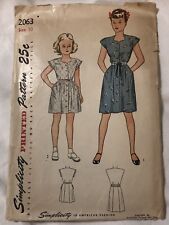 Vintage Simplicity Printed Pattern 2063 Girls Pocketed Dress Cap Sleeve Size 10 picture
