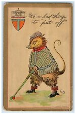 c1910's Billy Possum Anthropomorphic Playing Golf Unposted Antique Postcard picture