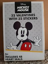 Disney Micky Mouse 32 Valentines With 32 Stickers Includes 48 Seals picture