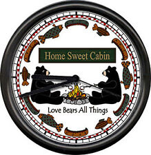 Home Sweet Cabin RV Trailer Tiny House Personalzied Bear Decor Sign Wall Clock picture