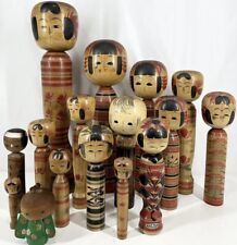 vintage japanese wooden 16 Kokeshi dolls   16 Lot picture