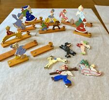 Vintage German ? Wooden Flat Christmas Ornaments / Candleholders picture