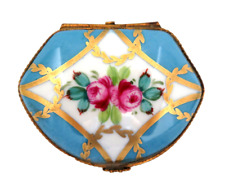 Vintage Limoges Porcelain De Paris Vincent Dubois France Blue Floral Trinket Box picture
