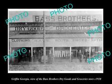 OLD POSTCARD SIZE PHOTO OF GRIFFIN GEORGIA VIEW OF THE BASS BROS STORE c1920 picture
