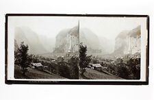Switzerland Lauterbrunnen Valley Stereo Plate Lachenal et Favre Vintage ca 1865 picture