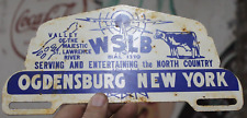 1950s AM RADIO DIAL 1370 WSLB OGDENSBURG NEW YORK METAL PLATE TOPPER SIGN COW picture
