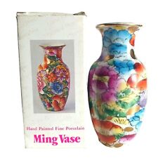 Vintage Handpainted Floral Vase Chinese Ming Import Multi-Color 4