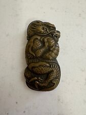 Antique Japanese Meiji Brass Dragon Design Match Safe / Vesta Case picture