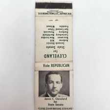 Vintage Matchcover Rep. James C. Cleveland NH State Senate Political New London picture