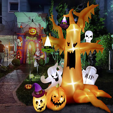 8Ft Halloween Inflatables Dead Tree with Ghosts Pumpkins Witch Hats, Inflatable  picture