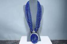 Huge Vintage Sterling Multi-Strand Lapis Lazuli Beaded necklace picture