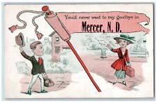 Mercer North Dakota ND Postcard You'd Never Want To Say Goodbye 1908 Antique picture