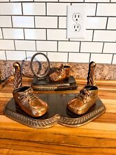 Pair of Vintage Copper Clad Baby Shoe Picture Frame Base - Circa 1950's - 1960's picture