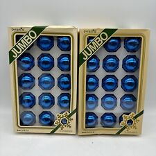 2 Boxes Vintage 15 Mercury Glass Christmas Ornaments Jumbo Blue Pyramid 30 bulbs picture