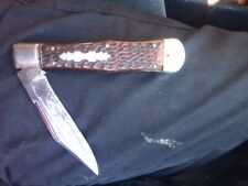 NYK NEW YORK Knife Co WALDEN Lg vintage SUPER rare BONE hunter Lockback picture