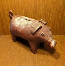 RARE Vintage Abercrombie & Fitch Ceramic Piggy Bank Leather Omersa Style 50s 60s picture