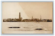 c1920's A View Of Sea And Buildings Antwerp Belgium RPPC Photo Vintage Postcard picture