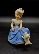 HTF 1950s NAPCO 3BX2739 Blonde Girl Blue Dress w/ Terrier Puppy Planter *READ picture