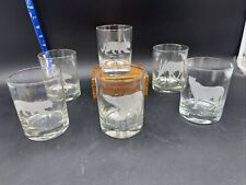 Set of 6 Georg Jensen Etched Endangered Wildlife Series Low Ball Whiskey Glasses picture