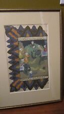 Antique 18th c Persian Arabic Manuscript page superbly Hand painted Figure Frame picture
