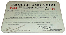 1933 MOBILE AND OHIO RAIL ROAD EMPLOYEE PASS #317 picture