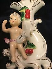 Antique Footed Cherub Girl Violin Sitting On A Dragon Cherry’s  Dresden ? picture