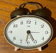 Rare Vintage Pink Oval Elgin W Ger. Travel Clock Real Alarm Bells Glow Dark Runs picture