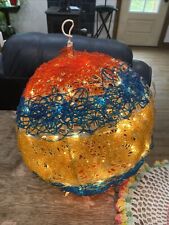 Vtg Red Blue Gold Spun Lucite Spaghetti Light Shade Only No Chain 12”x15” Works picture