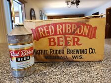 Wausau Mathie-Ruder Brewing Co CONE TOP Red Ribbon Beer Case 1953-55 ULTRA RARE picture