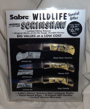 SABRE Wildlife Scrimshaw 3 Knife Store Counter Display Black Bear Moose Deer 98 picture
