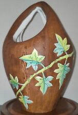 VTG Fiamma Roma Vase Planter Wood Look HTF Italy Ceramic Faux Bois Enamel Ivy picture