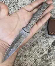 Scottish Dirk SGIAN DUBH Knife Forged Damascus Steel Dagger Double Edge FullTang picture