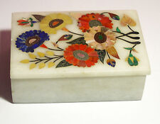 Gorgeous Jewlry Box from Acra, India, Crystallized Marble w/ Semiprecious Stones picture