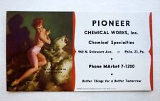 Vintage Elvgren Pinup Girl Picture Blotter Sexy Red Head on Bear Skin Rug picture