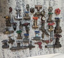 VINTAGE LOT BRASS STEAM FITTINGS STEAMPUNK PLUMBING PARTS KNOBS TAPS 16+ Lbs picture