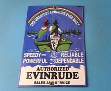 Vintage Evinrude Outboards Sign - Porcelain Marine Boating Fishing Gas Pump Sign picture