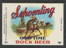 1970s SCHOENLING OLD TIME BOCK BEER BOTTLE LABEL - GREAT COLORS picture