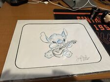 Disney Parks Original Sketch Stitch With Guitar Ukulele Matte Print 11x14” Frame picture