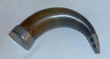 Antique Scottish Snuff Mull Bovine Horn with Pewter Hinged Lid & Reinforced Tip picture