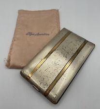 Vintage Elgin American Gold Striped Cigarette Case Holder w/ Pouch Made In USA picture
