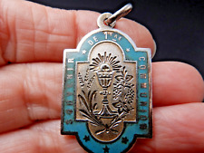 Beautiful 1890 Marie Bernard Communion Religious Medal Silver & Enamel 3cm picture