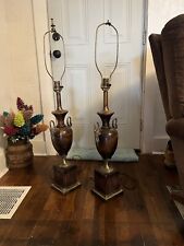 Pair of Vintage Frederick Cooper Table Lamps Brass with Wood Base Heavy picture