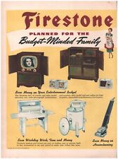 1951 Firestone Appliances TV Radio Phonograph 2-Page Vintage Magazine Print Ad picture