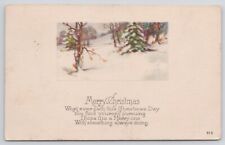 Merry Christmas Greeting Trees in Snow 1924 Divided Back Postcard picture