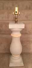 Vintage Grey Hand -Painted ,Hand-Carved Wooden Ballister Lamp picture