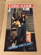 Vintage 1981 Lone Star Beer Poster Cowgirl Train Collector's Series Arriving 80s picture