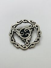Solid Pewter Celtic Knot Brooch Triangle Circle Twist Made Cornwall Signed SJC picture