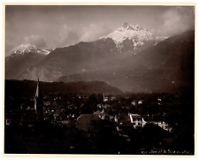 Vintage Swiss, Bex and La Dent du Midi print, photomechanical 23x28.5 Ci picture