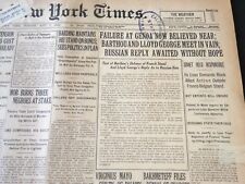1922 MAY 7 NEW YORK TIMES - FAILURE AT GENOA NOW BELIEVED NEAR - NT 5801 picture